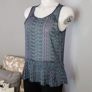 AEO tank sheer multicolored abstract Aztec print